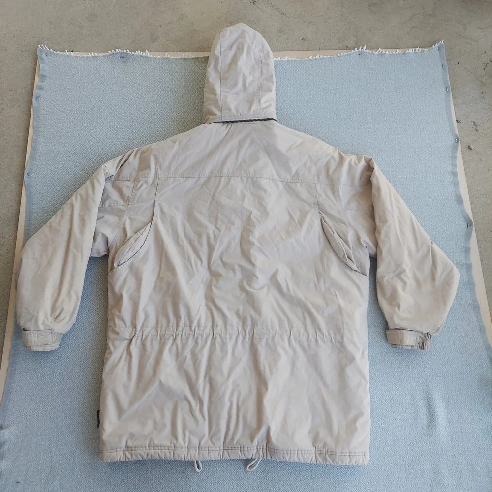 Pacific Trail Parka Mens L Beige Hooded Jacket Plaid Lined Outdoor Utility Coat